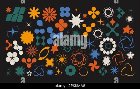 Premium Vector  Y2k stars, starburst and retro futuristic graphic design  ornaments set. trendy brutal logo and icons