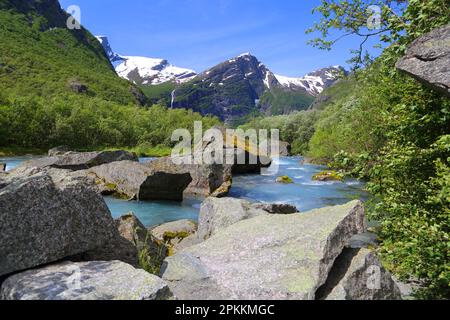 Near Briksdal Glacier, Olden, Vestland, Norway, Scandinavia, Europe Stock Photo