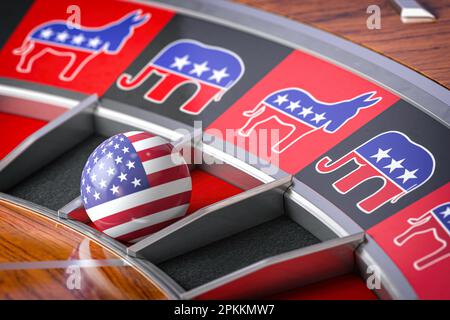 Elections in the USA. The unpredictability of the election results and the equality of chances of victory for the two parties, democrats and republica Stock Photo