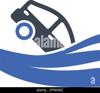 Flood icon with a car Stock Vector Image & Art - Alamy