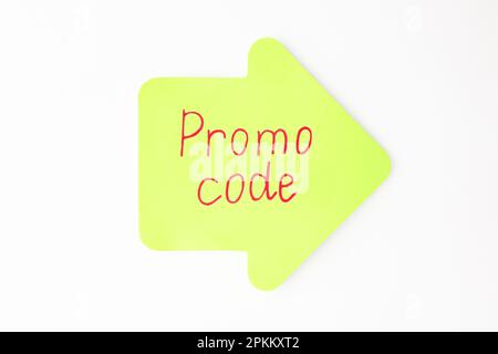 Sticky note with words Promo Code on white background, top view Stock Photo