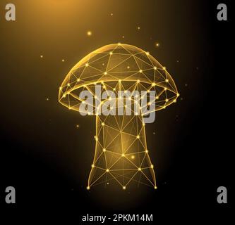 Polygonal mushroom vector illustration isolated on dark background. Stock Vector