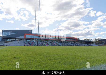 A general view Concord Oval before the Buildcorp Super W match between the Waratahs and the Drua at Concord Oval on April 8, 2023 in Sydney, Australia Stock Photo