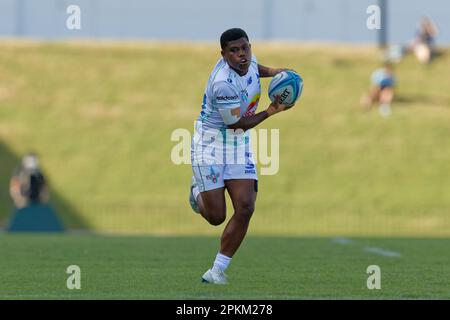 Vitalina Naikore of Fijiana Drua runs with the ball during the Buildcorp Super W match between the Waratahs and the Drua at Concord Oval on April 8, 2023 in Sydney, Australia Stock Photo