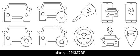 Car rental and sharing outline icons set. Design can use for web and mobile app. Vector illustration Stock Vector
