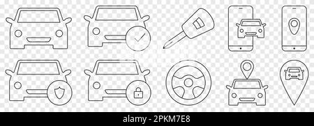 Car sharing line icons. Design can use for web and mobile app. Vector illustration isolated on transparent background Stock Vector