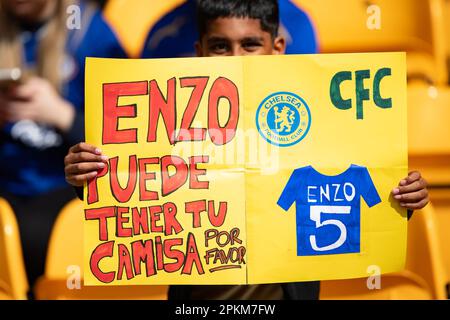 Molineux, Wolverhampton, UK. 8th Apr 2023. A fan before the Premier League match between Wolverhampton Wanderers and Chelsea at Molineux, Wolverhampton on Saturday 8th April 2023. (Photo: Gustavo Pantano | MI News) Credit: MI News & Sport /Alamy Live News Stock Photo