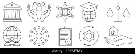 Social policy outline icons. Design can use for web and mobile app. Vector illustration Stock Vector