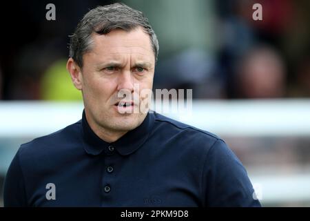 Grimsby Town manager Paul Hurst during the Sky Bet League 2 match between Grimsby Town and Hartlepool United at Blundell Park, Cleethorpes on Friday 7th April 2023. (Photo: Mark Fletcher | MI News) Credit: MI News & Sport /Alamy Live News Stock Photo