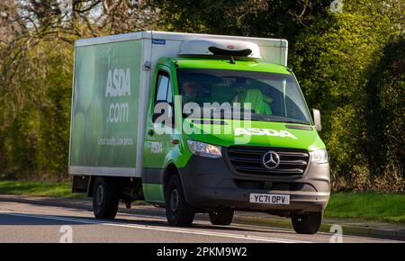 ASDA home delivery MERCEDES-BENZ  SPRINTER  van  travelling on an English country road Stock Photo