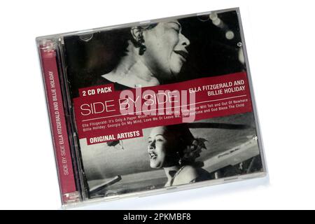 Photograph in studio of Ella Fitzgerald and Billie Holiday - Side By Side. Music CD cover on white background Stock Photo