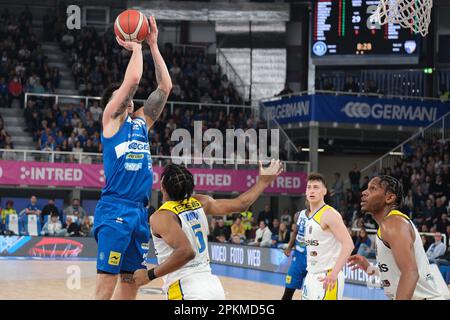 Brixia, Italy. 08th Apr, 2023. Shot of Christian Burns - Germani Basket Brescia during Germani Brescia vs Tezenis Verona, Italian Basketball Serie A Championship in Brixia, Italy, April 08 2023 Credit: Independent Photo Agency/Alamy Live News Stock Photo