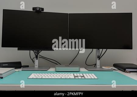 Home Office Desk Set Up Stock Photo