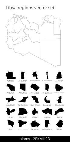 Libya map with shapes of regions. Blank vector map of the Country with regions. Borders of the country for your infographic. Vector illustration. Stock Vector