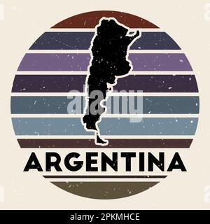 Argentina logo. Sign with the map of country and colored stripes, vector illustration. Stock Vector