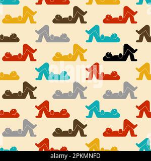 Man rest pattern seamless. Guy lies relax background. Vector texture Stock Vector