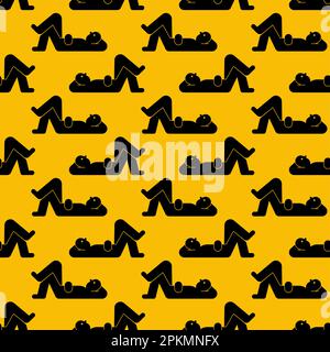 Man rest pattern seamless. Guy lies relax background. Vector texture Stock Vector