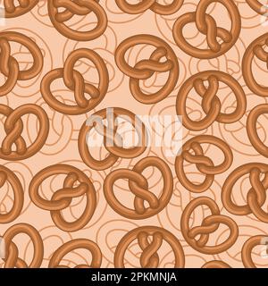 Bretzel pattern seamless. german bakery food background. Vector texture Stock Vector