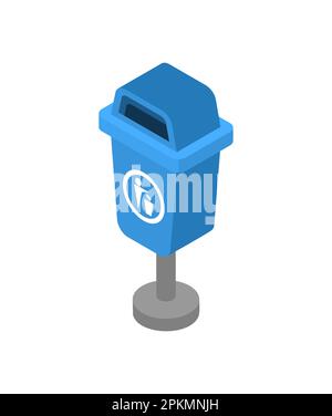 Blue trash container isolated. Vector illustration Stock Vector