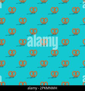 Bretzel pattern seamless. german bakery food background. Vector texture Stock Vector