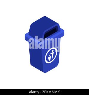 Blue trash container isolated. Vector illustration Stock Vector