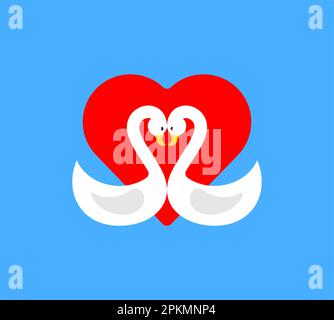 Two swans symbol of love. Vector illustration Stock Vector