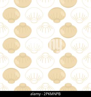 Chinese dumplings pattern seamless. Food Vector texture Stock Vector