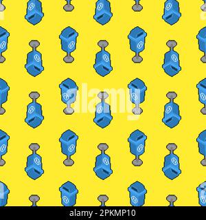 Garbage container pixel art pattern seamless. 8 bit trash can pixelated background Stock Vector