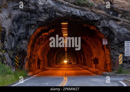 Traffic in the Wawona Tunnel on the way into Yosemite National Park Stock Photo