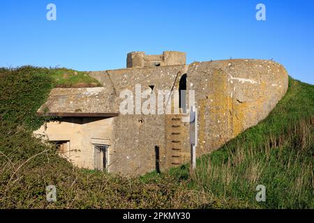 A World War II German blockhouse at Cape Fagnet in Fecamp (Seine-Maritime), Normandy, France Stock Photo