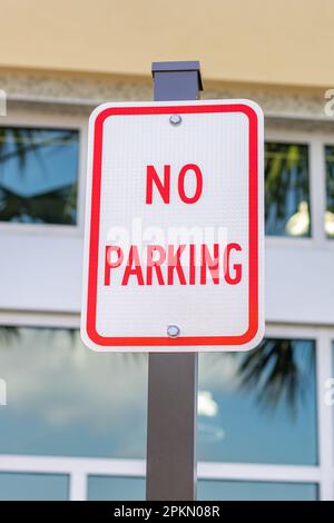 A close-up of the road  No parking sign.  Taken in Florida, USA. Lake Nona area, Orlando, FL. Stock Photo