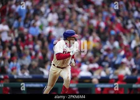 Philadelphia Phillies' Cristian Pache plays during the third