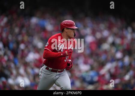 Cincinnati Reds' Tyler Stephenson bats against the Cleveland Guardians  during the fourth inning of a baseball game, Tuesday, May 17, 2022, in  Cleveland. (AP Photo/Ron Schwane Stock Photo - Alamy