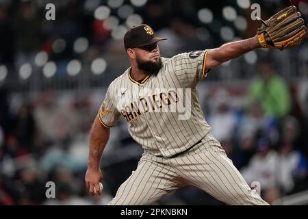 San Diego Padres relief pitcher Luis Garcia (66) works in the eighth inning  of a baseball game against the Atlanta Braves, Saturday, April 8, 2023, in  Atlanta. (AP Photo/John Bazemore Stock Photo - Alamy