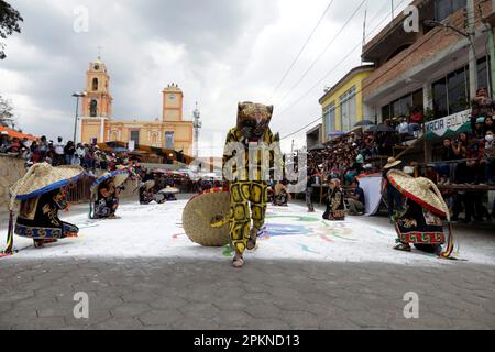 Municipality Of Soltepec, Mexico. 08th Apr, 2023. April 8, 2023, State of Puebla, Mexico: The dance of the Tetuanes 'feet of angels', in the festivity of The Glory of the Jews on the Saturday of Glory in the municipality of Soltepec in the state of Puebla. on April 8, 2023 in State of Puebla, Mexico (Photo by Luis Barron/Eyepix Group/Sipa USA). Credit: Sipa USA/Alamy Live News Stock Photo