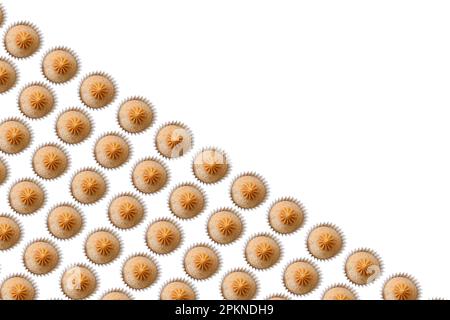 Several brazilian fudge balls of churros arranged diagonally and with copy space. Stock Photo