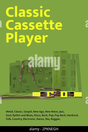 vector music background with cassette player Stock Photo - Alamy