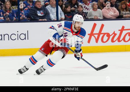 New York Rangers center Tyler Motte (64) skates against the New Jersey  Devils during the third period of an NHL hockey game Tuesday, March 22,  2022, in Newark, N.J. The Devils won