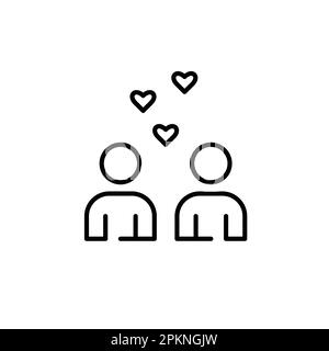 Two users exchanging likes. Finding match on dating app. Romantic relationships. Pixel perfect, editable stroke icon Stock Vector