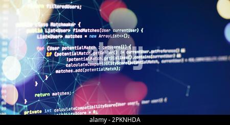 Programming code. Programming code on computer screen. Technology background. Stock Photo