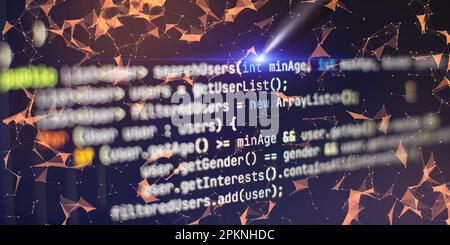 Abstract computer script code. Programming code screen Stock Photo