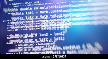 Programming code. Programming code on computer screen. Technology background. Stock Photo