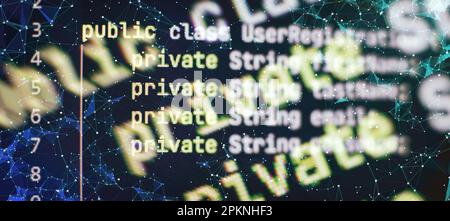 Monitor closeup of function source code. Abstract IT technology background. Stock Photo