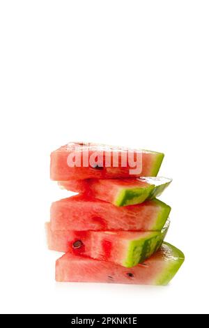 Slices of watermelon isolated on white background, top view. Stock Photo