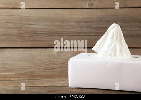 White tissue box on grey background. Top view Stock Photo