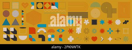 Modern geometric silhouette figures and shapes. Brutalism basic elements. Bauhaus retro design Stock Vector