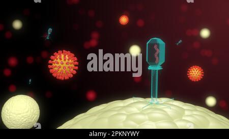 3d rendering of bacteriophages that infect and destroy bacteria Stock ...