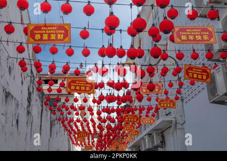 Jonker Walk street with Chinese balloon Chinatown in Malacca, Malaysia Stock Photo