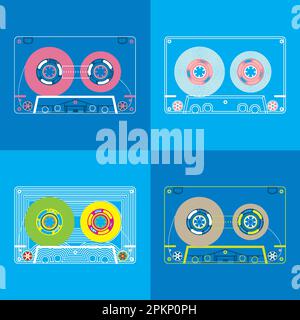 cassette tape vintage pattern Stock Vector