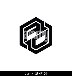 AD Logo monogram gaming with hexagon geometric shape design template Stock Photo